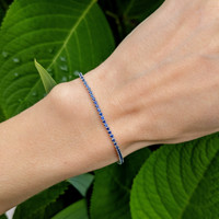 1.60 Ct.Tw. Blue Sapphire Tennis/Line Bracelet, 14K White Gold Life Style