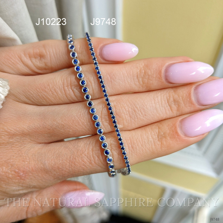 1.60 Ct.Tw. Blue Sapphire Tennis/Line Bracelet, 14K White Gold