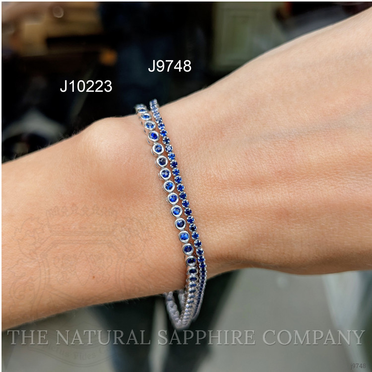 1.60 Ct.Tw. Blue Sapphire Tennis/Line Bracelet, 14K White Gold