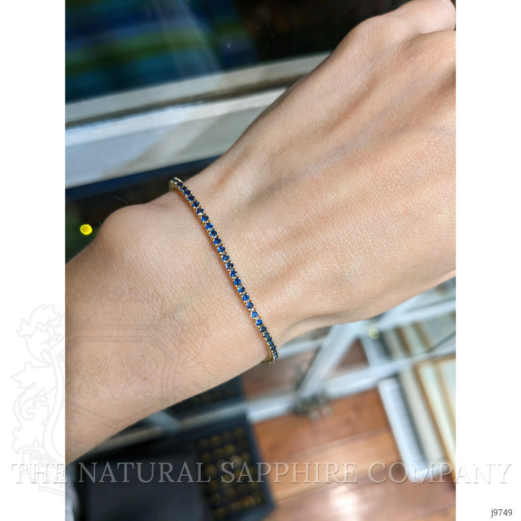 1.58 Ct.Tw. Blue Sapphire Tennis/Line Bracelet, 14K Yellow Gold