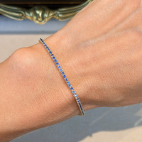 1.58 Ct.Tw. Blue Sapphire Tennis/Line Bracelet, 14K Yellow Gold Life Style