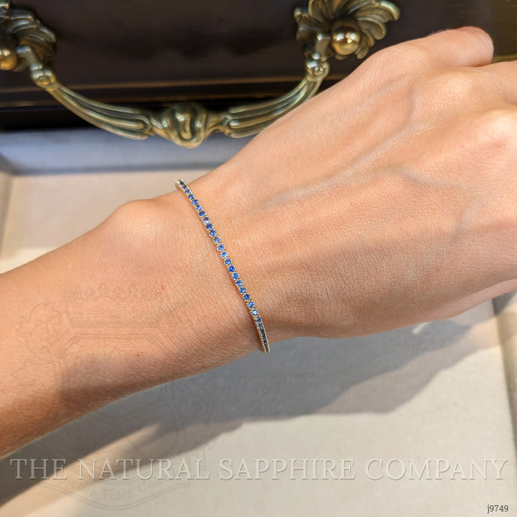 1.58 Ct.Tw. Blue Sapphire Tennis/Line Bracelet, 14K Yellow Gold