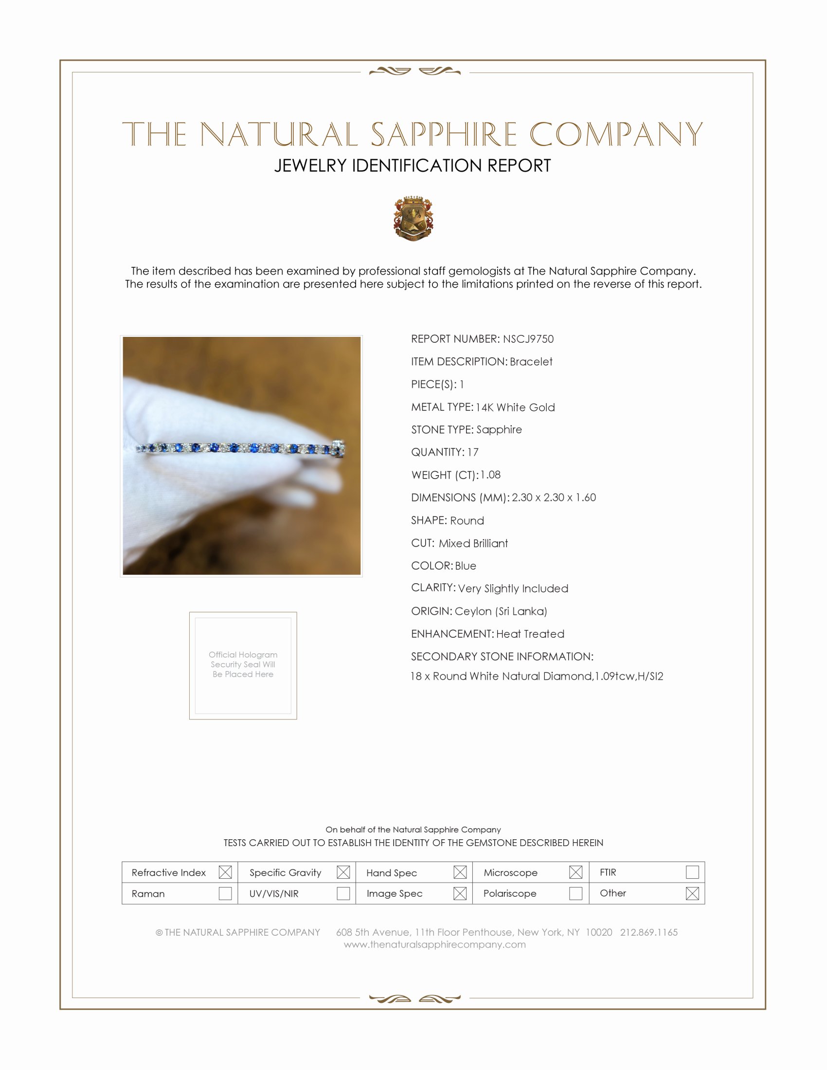 1.08 Ct.Tw. Blue Sapphire and Natural Diamond Bangle Bracelet, 14K White Gold