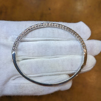 1.08 Ct.Tw. Blue Sapphire and Natural Diamond Bangle Bracelet, 14K White Gold Image