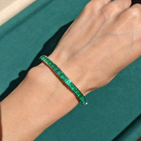 11.87 Ct.Tw. Emerald Tennis/Line Bracelet, 18K White Gold Life Style