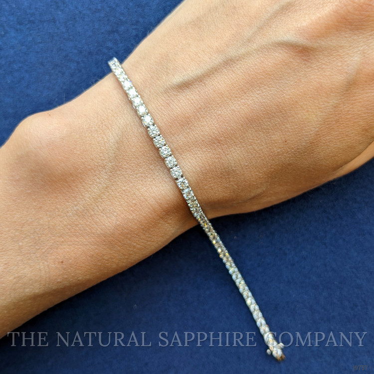 3.93 Ct.Tw. Natural Diamond Pave Bracelet, 14K White Gold