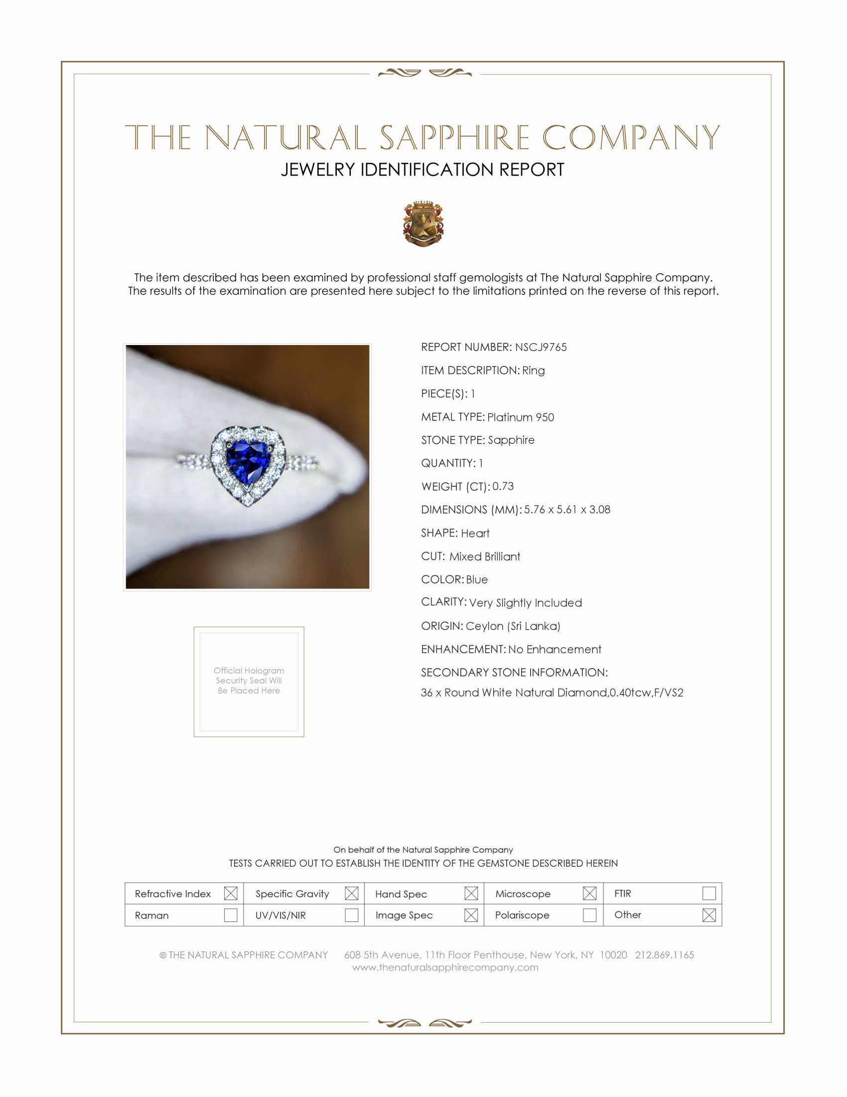 0.73 Ct. Blue Sapphire and Natural Diamond Pave Ring, Platinum 950