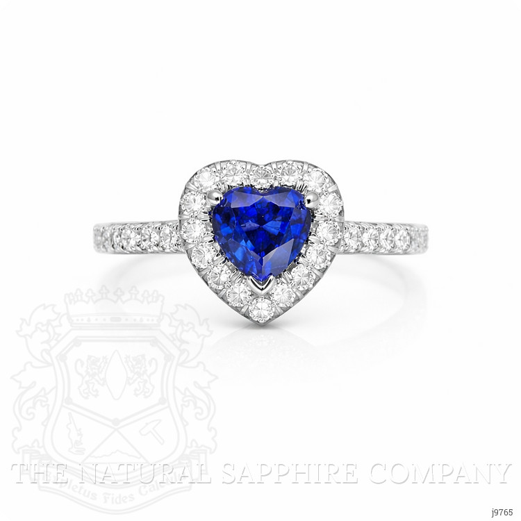 0.73 Ct. Blue Sapphire and Natural Diamond Pave Ring, Platinum 950