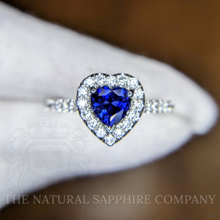 0.73 Ct. Blue Sapphire and Natural Diamond Pave Ring, Platinum 950