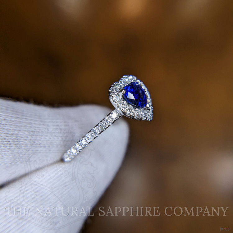 0.73 Ct. Blue Sapphire and Natural Diamond Pave Ring, Platinum 950