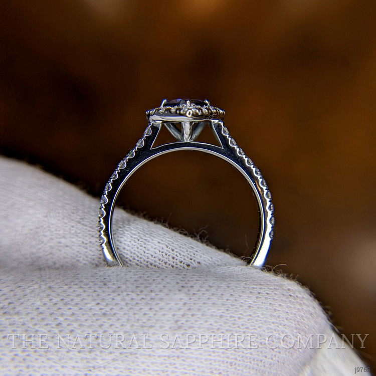 0.73 Ct. Blue Sapphire and Natural Diamond Pave Ring, Platinum 950