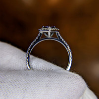 0.73 Ct. Blue Sapphire and Natural Diamond Pave Ring, Platinum 950 Image