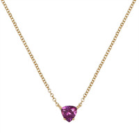 0.53 Ct. Pinkish Purple Sapphire Solitaire Necklace, 18K Yellow Gold Video