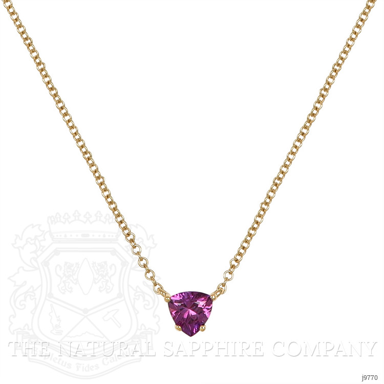 0.53 Ct. Pinkish Purple Sapphire Solitaire Necklace, 18K Yellow Gold