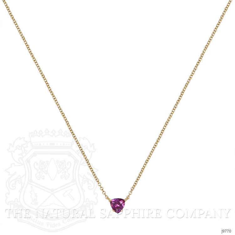 0.53 Ct. Pinkish Purple Sapphire Solitaire Necklace, 18K Yellow Gold