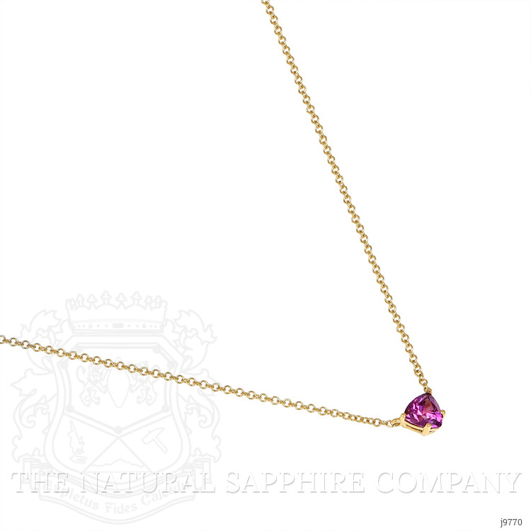 0.53 Ct. Pinkish Purple Sapphire Solitaire Necklace, 18K Yellow Gold