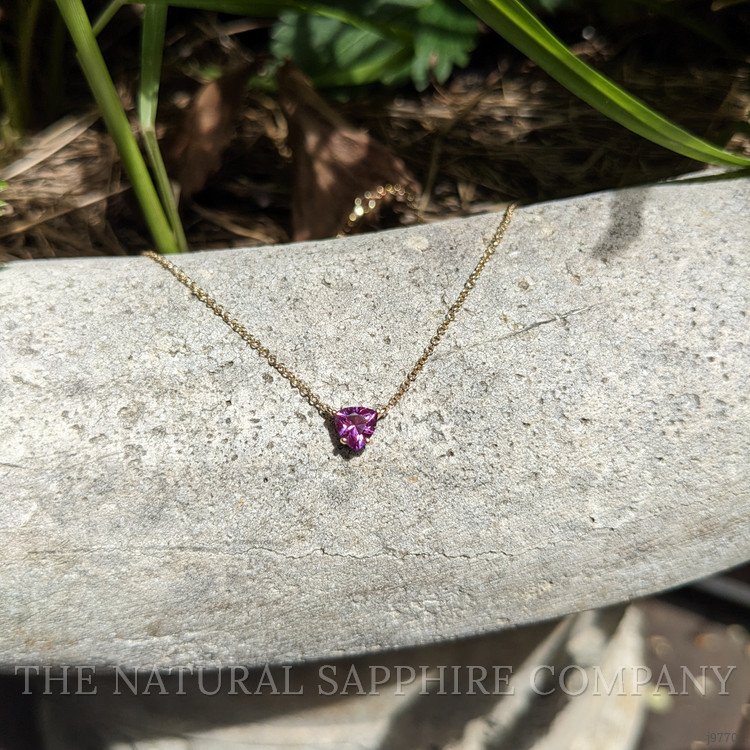 0.53 Ct. Pinkish Purple Sapphire Solitaire Necklace, 18K Yellow Gold