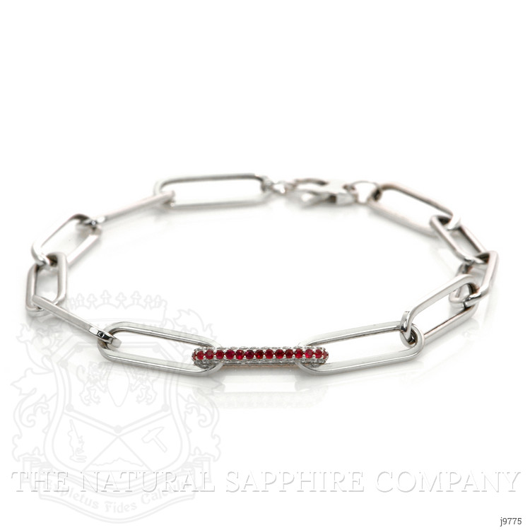 0.32 Ct.Tw. Ruby Natural Diamond Pave Bracelet, 14K White Gold