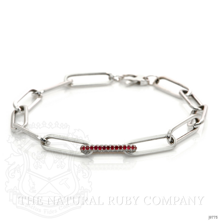 0.32 Ct.Tw. Ruby Natural Diamond Pave Bracelet, 14K White Gold
