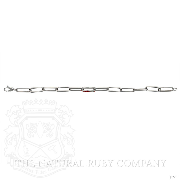 0.32 Ct.Tw. Ruby Natural Diamond Pave Bracelet, 14K White Gold
