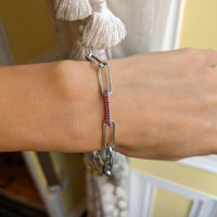 0.32 Ct.Tw. Ruby Natural Diamond Pave Bracelet, 14K White Gold Life Style