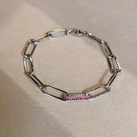 0.32 Ct.Tw. Ruby Natural Diamond Pave Bracelet, 14K White Gold Life Style