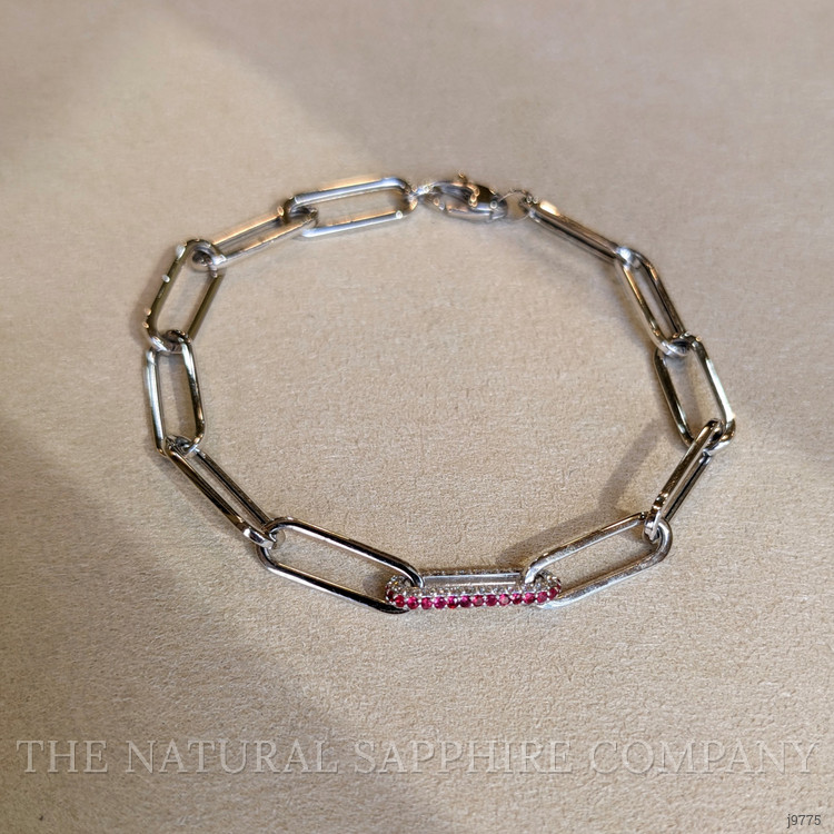 0.32 Ct.Tw. Ruby Natural Diamond Pave Bracelet, 14K White Gold