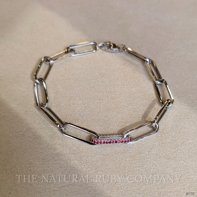 0.32 Ct.Tw. Ruby Natural Diamond Pave Bracelet, 14K White Gold