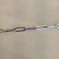 0.32 Ct.Tw. Ruby Natural Diamond Pave Bracelet, 14K White Gold Life Style