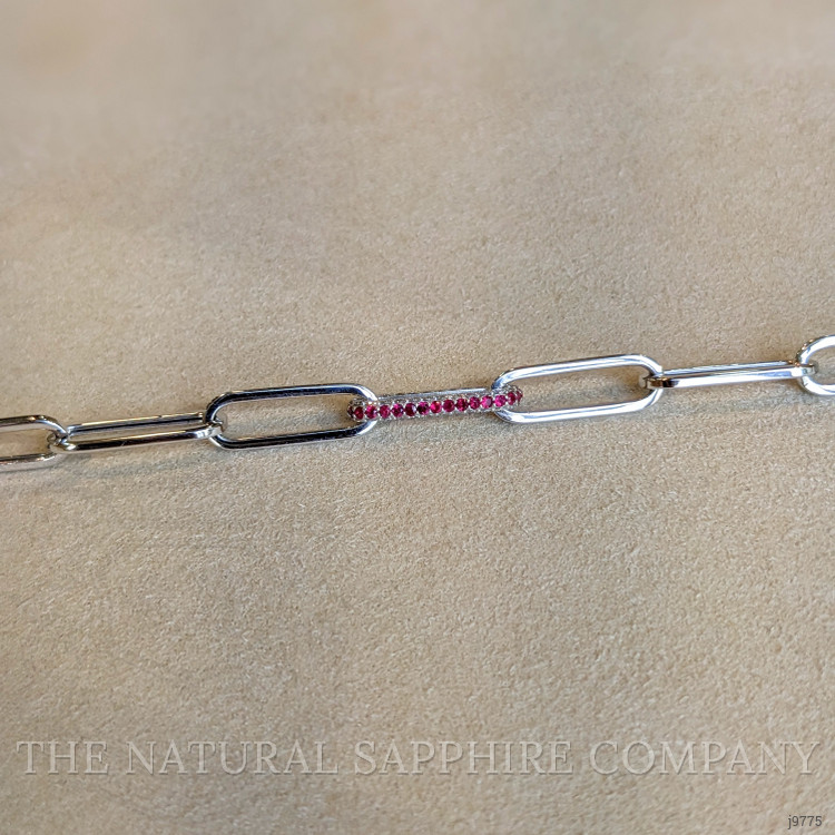 0.32 Ct.Tw. Ruby Natural Diamond Pave Bracelet, 14K White Gold