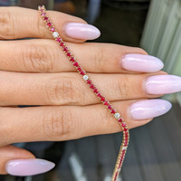 3.39&nbsp;Ct.Tw.Total Carat Weight Ruby and Natural Diamond Tennis/Line Bracelet, 14K Yellow Gold Image