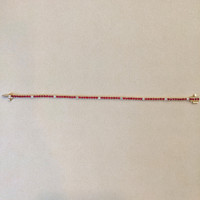 3.39 Ct.Tw. Ruby Natural Diamond Tennis/Line Bracelet, 14K Yellow Gold Life Style