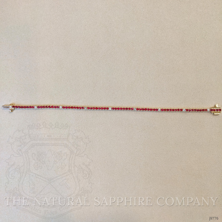 3.39 Ct.Tw. Ruby Natural Diamond Tennis/Line Bracelet, 14K Yellow Gold