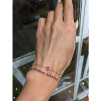 3.39 Ct.Tw. Ruby Natural Diamond Tennis/Line Bracelet, 14K Yellow Gold Life Style