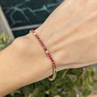 3.39 Ct.Tw.Total Carat Weight Ruby and Natural Diamond Tennis/Line Bracelet, 14K Yellow Gold Life Style