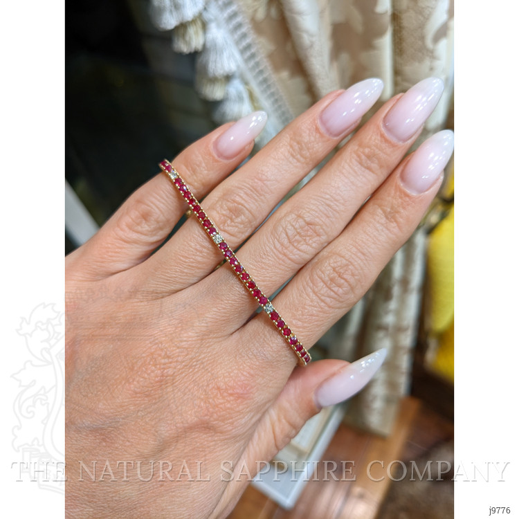 3.39 Ct.Tw. Ruby Natural Diamond Tennis/Line Bracelet, 14K Yellow Gold