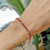 3.39&nbsp;Ct.Tw.Total Carat Weight Ruby and Natural Diamond Tennis/Line Bracelet, 14K Yellow Gold Life Style