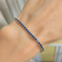 3.56 Ct.Tw. Sapphire 14K White Gold bracelet