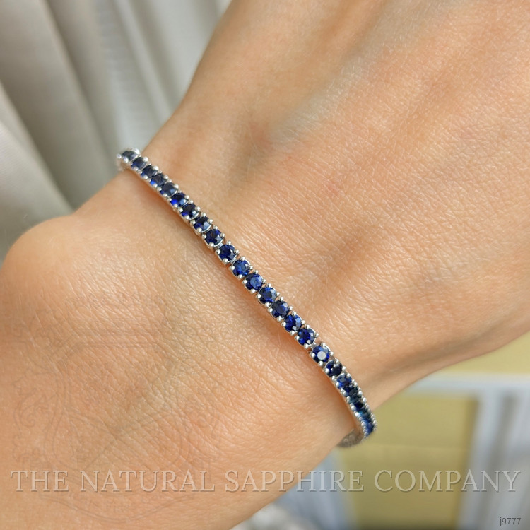 3.56 Ct.Tw. Blue Sapphire Tennis/Line Bracelet, 14K White Gold