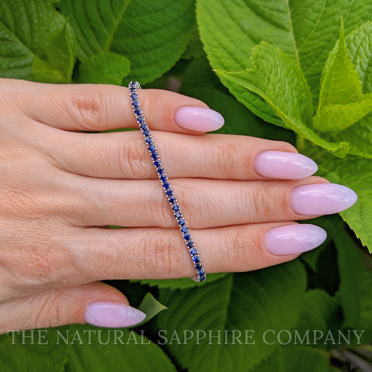 3.56 Ct.Tw. Blue Sapphire Tennis/Line Bracelet, 14K White Gold