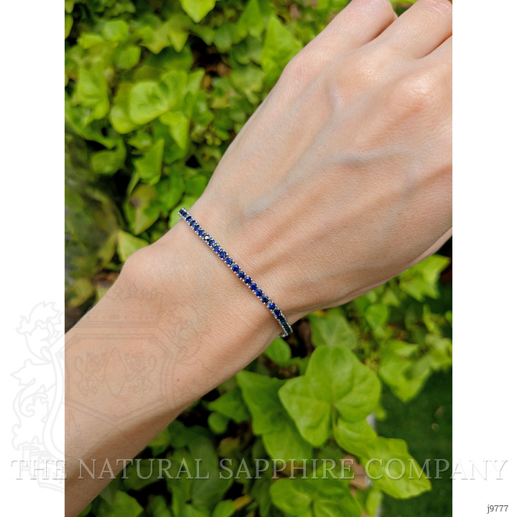 3.56 Ct.Tw. Blue Sapphire Tennis/Line Bracelet, 14K White Gold
