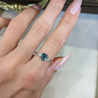 1.05 Ct. Sapphire Three Stone Ring, 14K White Gold Life Style