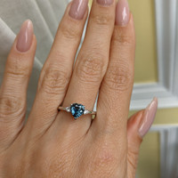 1.05 Ct. Sapphire Three Stone Ring, 14K White Gold Life Style
