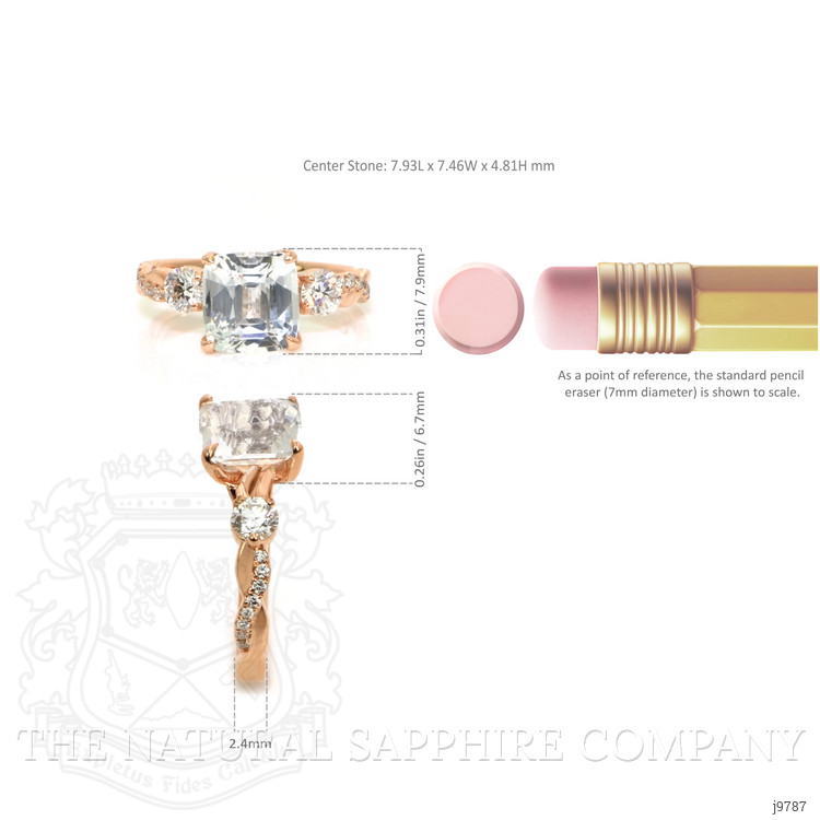 2.68 Ct. White Sapphire Pave Ring, 18K Rose Gold