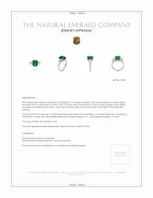 2.98 Ct. Emerald Natural Diamond Three Stone Ring, Platinum 950 Appraisal