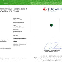2.98 Ct. Emerald Natural Diamond Three Stone Ring, Platinum 950 Scan Report