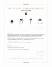 3.77 Ct. Emerald Natural Diamond Three Stone Ring, Platinum 950 Appraisal