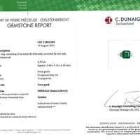 3.77 Ct. Emerald Natural Diamond Three Stone Ring, Platinum 950 Scan Report