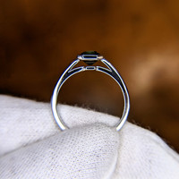 1.07 Ct. Sapphire Bezel Ring, 14K White Gold Image