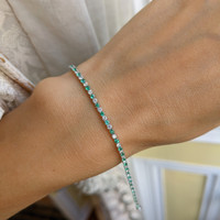 0.84 Ct.Tw. Emerald Natural Diamond Tennis/Line Bracelet, 14K White Gold Life Style